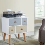 Lifewit Side End Table Nightstand Bedroom Living Room Table Cabinet with 4 Drawers, White