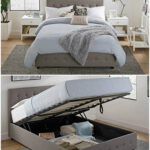 Cambridge Gas Lift Full Linen Bed , Gray