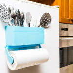 kitchen-buddy-magnetic-paper-towel-holder-for-refrigerator-with-multipurpose-storage-rack-organizer