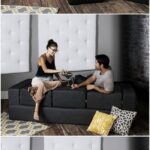 Jaxx Zipline Denim Convertible Sleeper Sofa and Ottomans