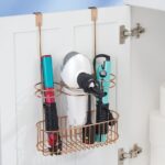 mDesign Over-Cabinet Hair Care Tools Holder for Hair Dryer, Flat Iron, Curling Wand, Straightener – Rose Gold