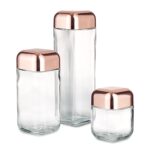 Metrix Square Storage Jars with Metallic Finished Lids