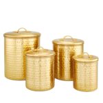 Old Dutch 4Piece Decor Champagne Hammered Storage Canister Set