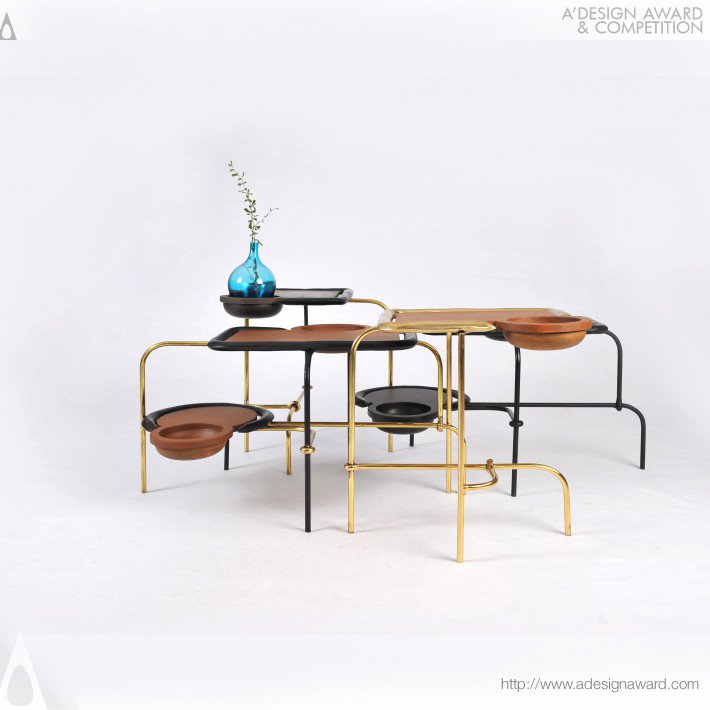 Compound Table Set Coffee Table and Side Table by Apiwat Chitapanya
