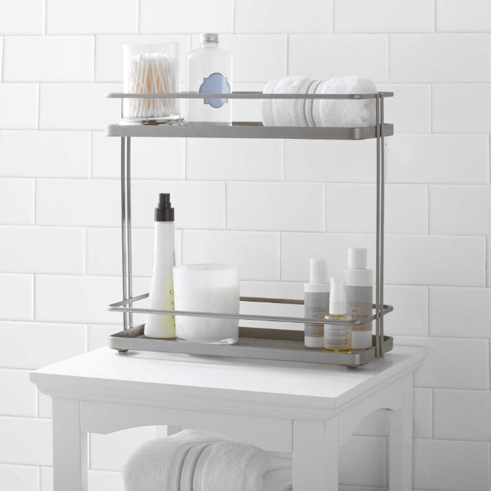 2-Tier Cabinet Organizer in Nickel for the bathroom