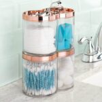Divided Bathroom Vanity Countertop Canister Jar with Recessed Storage Lid