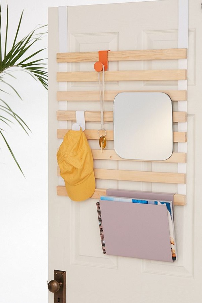 Multi-Use Slatted Over-The-Door Storage Rack