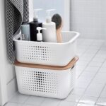 White Nordic Storage Baskets with Handles for the bathroom