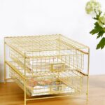 Grid Wire Drawer Organizer,Gold