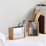 Wooden Pen Holder with Photo Frame