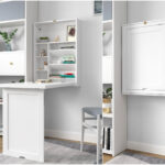 white floating desk