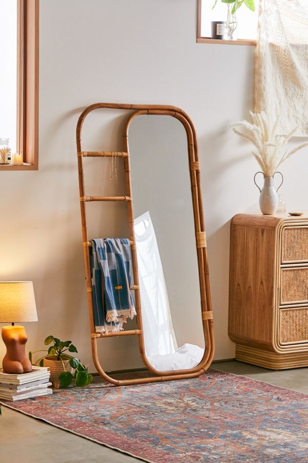 Ria Leaning Rattan Mirror