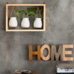 Wall-Hanging Planter Display with 3 White Ceramic