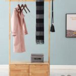 WYQSZ Nordic Solid Wood Bamboo Clothing Rack, Floor Bedroom Bamboo Garment Rack, Simple Drawer Storage Rack Cabinet