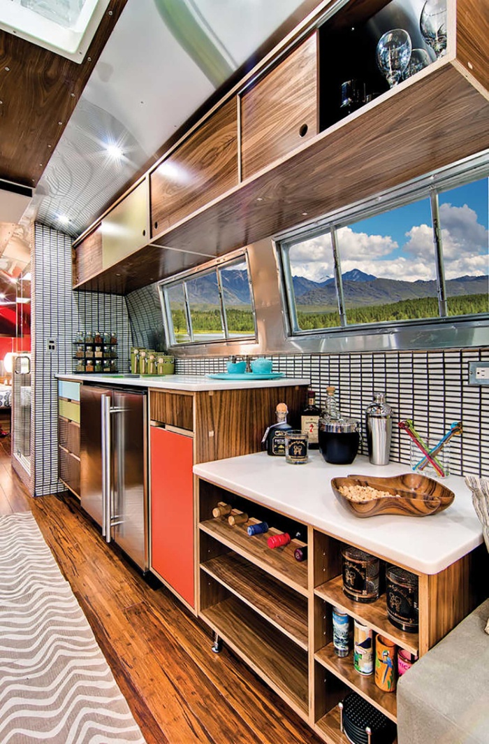 Western Pacific Airstream by Timeless Travel Trailers Kitchen3 - Rare Airstream Trailer Gets a Stunning Mid-Century Style Restoration