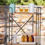 Christopher Knight Home Samara Outdoor Natural Wood Finish Fir Wood and Iron Bar Cart