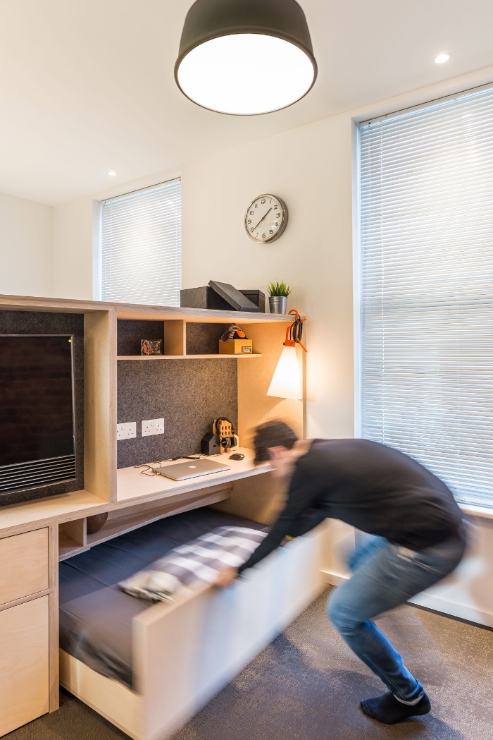 The Guest Bed Is Hidden Under the Bedroom Floor in This Micro Apartment