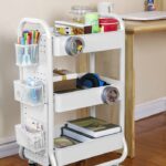 DESIGNA 3-Tier Metal Storage Rolling Cart with Utility Handle and Extra Storage