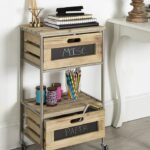 Kate and Laurel – Gannon 2 Drawer Kitchen Trolley, Utility Cart, Rolling Storage with Wheels, Natural Wood Shelves and Silver Metal Frame