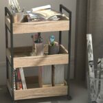 Roomfitters 3 Tier Rolling Utility Storage Cart, Kitchen Serving Bar Cart, Multipurpose Bathroom Nursery, Oak