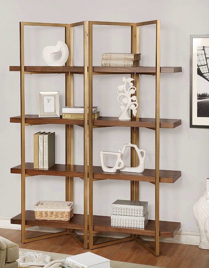 Gorham Display Shelf, Light Walnut Gold