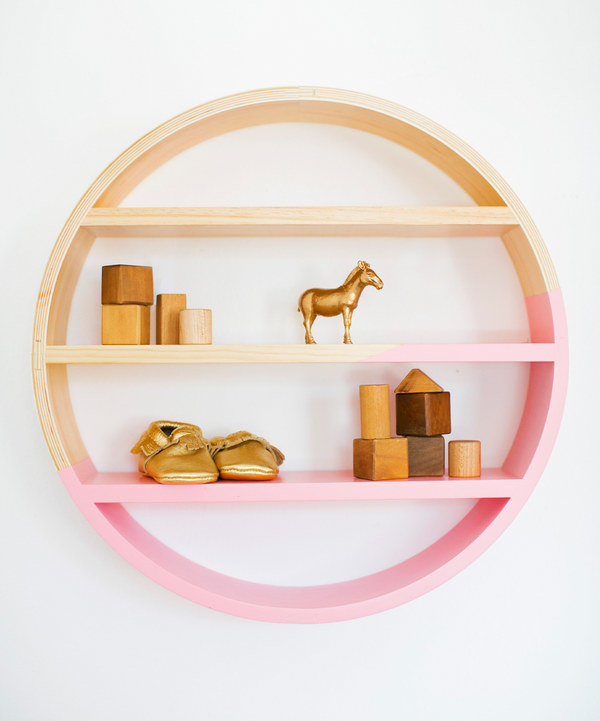 Petunia Pickle Bottom Dreaming in Dax Round Wooden Wall Shelf - Twenty Wall Shelves That Add Style as Well as Storage to Your Home