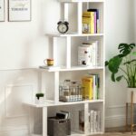 Tribesigns 5-Shelf Ladder Corner Bookshelf, Modern Simplism Style 63 ” H x 12 ” W x 40 ”L, Made of Steel and Wood, for Living Room or Hallway (White