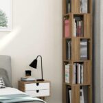 Tribesigns 5-Tier Rotating Bookshelf, Modern Corner Bookcase for Home Office (Deep Walnut)