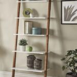 Union 5 Home Fredrikstad Modern Two-Tone Leaning Ladder Bookshelf – Natural Wood