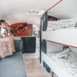 (4) A view from the front to the back of the bus.