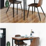 HOMY CASA Wooden Adjustable Dining Tabletop with Metal Base Multifunctional Rectangular Squared Kitchen Table & Dual Purpose Saving Space (Walnut)
