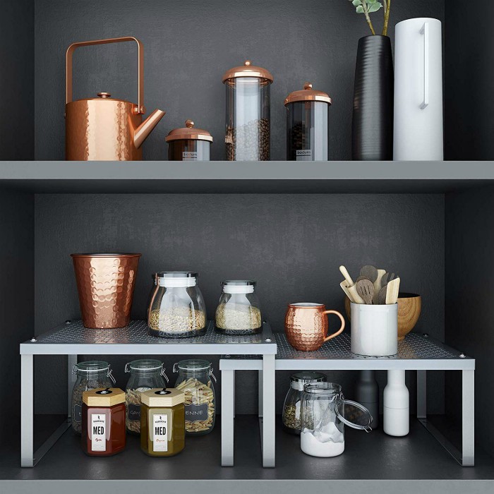 SONGMICS Shelf Organizer, Stackable, Expandable, Set of 2 Metal