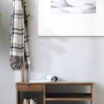 Vintage Oak Coat Rack Shoe Bench Upholstered Seat with Drawer 2-Tier, Entryway Hall Tree Storage Boots Shoe Shelf Brown, Hanger 2 Positions Can Be Used