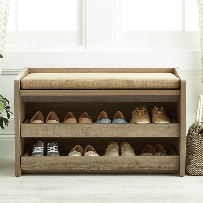 Rustic Driftwood Mercer Entryway Storage Bench - 20 Chic and Practical Entryway Benches