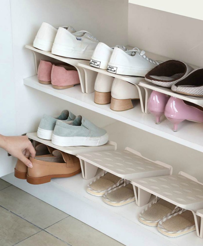 Shoe Stacker Slotz Space Saver, Shoe Racks for Closet Organization No Assembly Require, Durable Plastic Shoes Holder for Home Storage