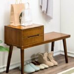 Shoe bench with Drawer, Entryway Bamboo Shoes Rack, Modern Shoe Storage Organizer