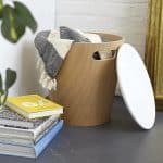 Umbra Woodrow, Modern Ottoman with Storage, Large Round Stool, Natural