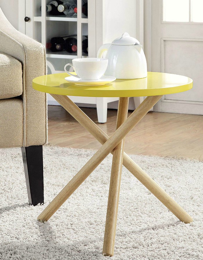 ACME Lanica Gray and Natural End Table