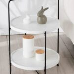 HAOYONGLI Tables,End Tables,Side Table Double-Layer Creative Side Wrought Iron Metal Round Table Living Room Modern Minimalist Sofa Solid Wood Corner