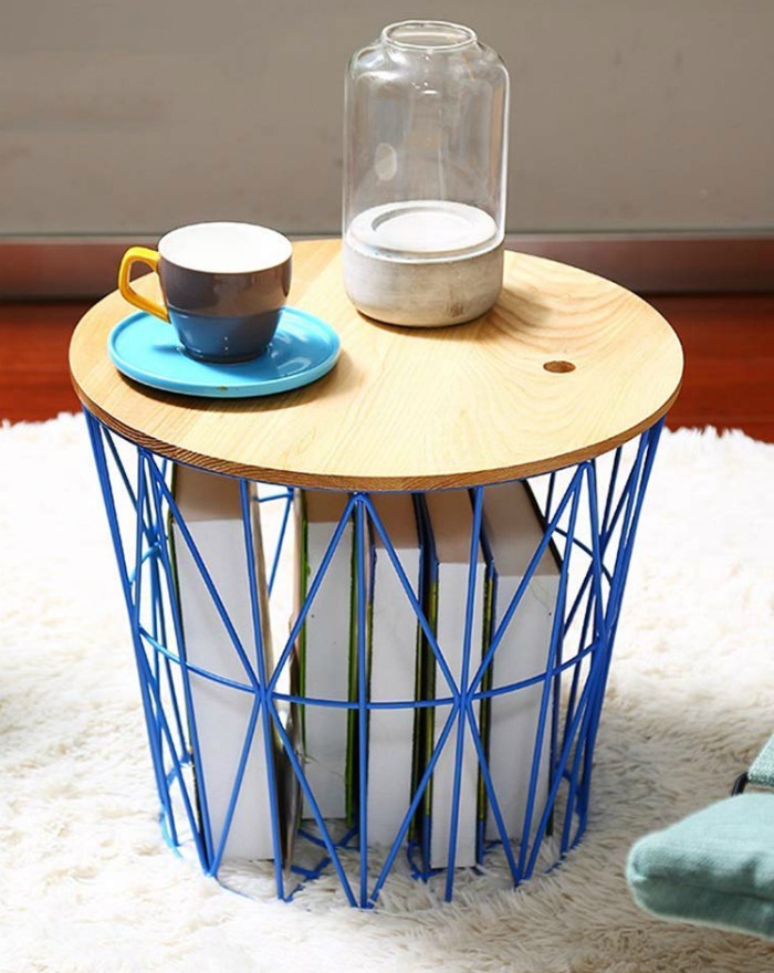 Home Selected Furniture Nordic Fashion Metal Lines Side Table Storage