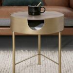 Round Coffee Table with Storage Function, Tripod Support, Metal Frame, Stable and Durabl