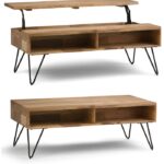 Simpli Home AXCHUN-01 Hunter Solid Mango Wood and Metal 48 inch Wide Rectangle Industrial Contemporary Lift Top Coffee Table in Natural