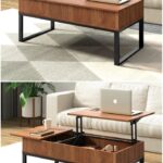 WLIVE Wood Coffee Table with Adjustable Lift Top Table, Metal Frame Hidden Storage Compartment for Home Living Room