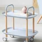 XWZJY Nordic Small End Tables 2-Tier Rolling Cart with Storage Open Shelf Couch Table with Handles Locking Wheels for Living Room Bedroom