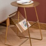 ZHIRONG Metal Side Table, Coffee Table, Books and Newspaper Racks, Storage