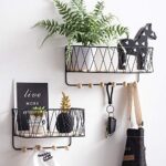 BULYZER Floating Shelves Wall Mounted, Metal Wire Storage Display Racks Home Bathroom Decor for Garage Tools Keys, Kitchen Spices Spoon 2 Pack