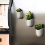 Concrete Magnetic Planters, White