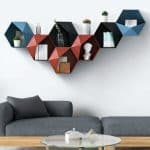 Volwco Plastic Wall-Mounted Floating Shelves, DIY Geometric Display Shelf Brackets for Wall, Nordic Hexagon Wall Floating Holder Decoration for Living Room Bathroom Bedroom Office Cafe