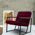 Burgundy Upholstered Velvet Armchair