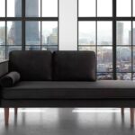 Nora Mid Century Modern Upholstered Daybed Chaise Twin Black Velvet